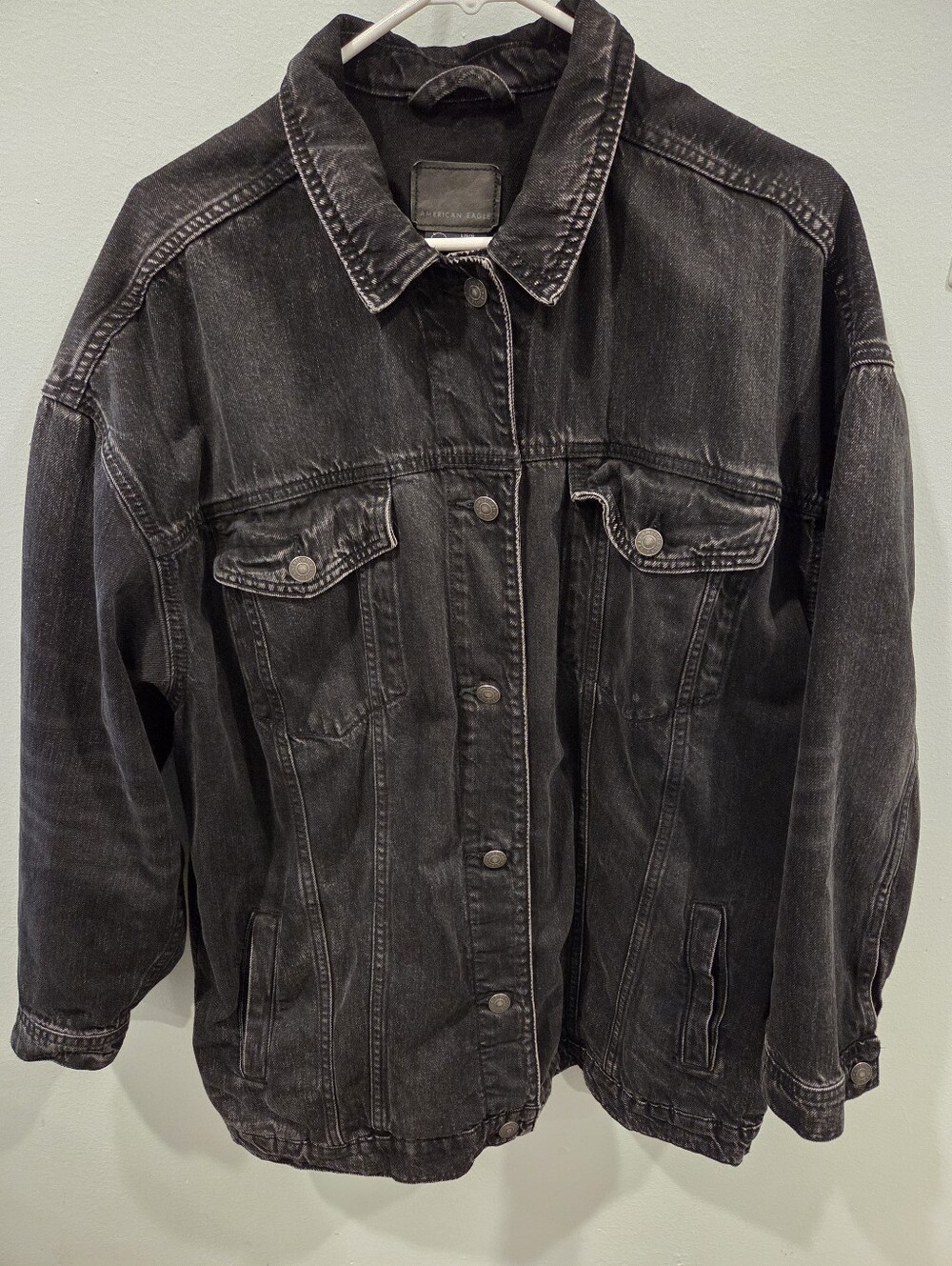 American Eagle Oversized Black Denim Jacket